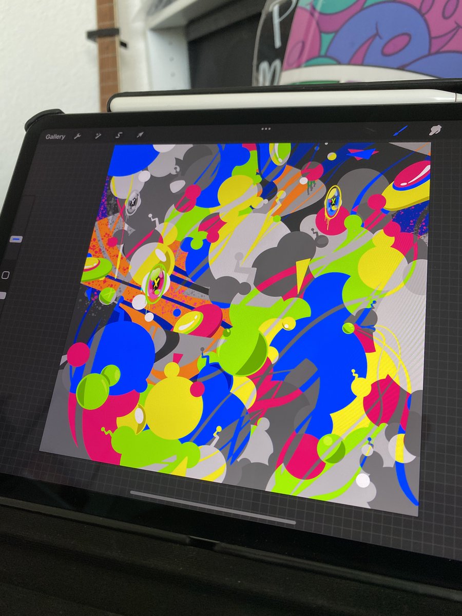 GM #NFTCommunity! 
 
To switch is up for Saturday Morning, here’s a preview of one of our paintings, still a WIP 🤫

This is 1 of 5 digital paintings dropping with our Genesis Collection, SNKRBOTS, on January 13th!