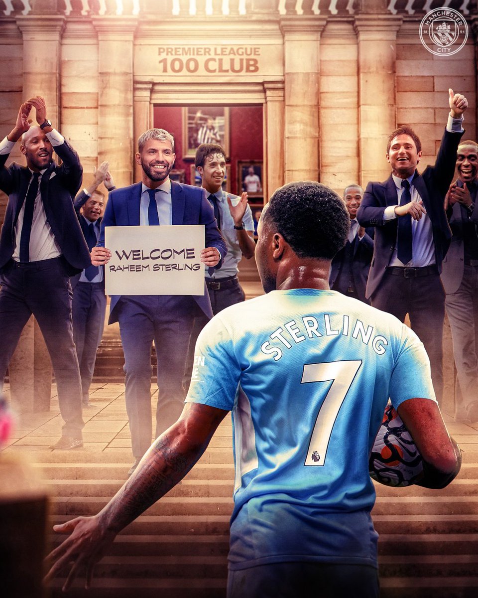 ManCity's tweet photo. Welcome to the club, @sterling7! 💯

#ManCity https://t.co/fmDxn192aA