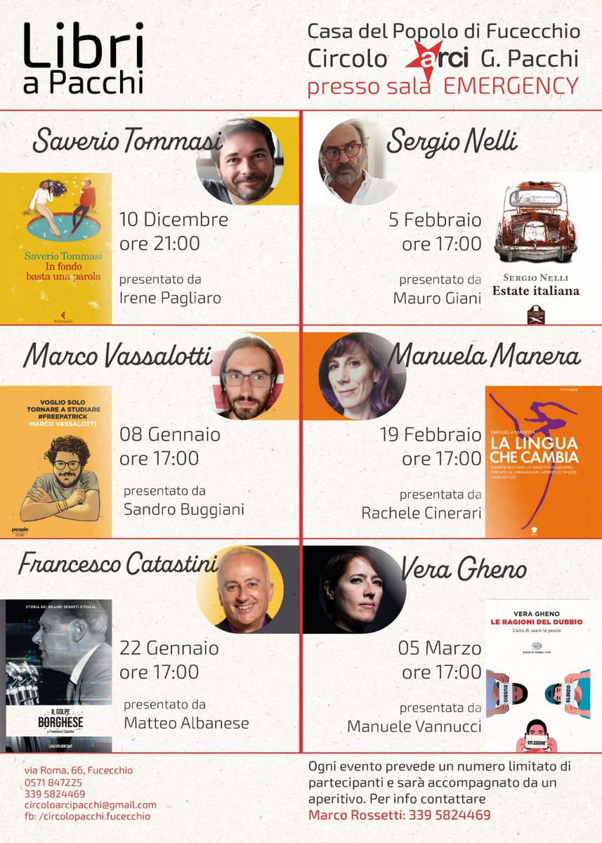 BuggianiSandro's tweet photo. Sabato 8 gennaio 2022 alle ore 17 al Circolo G. Pacchi di Fucecchio parleremo della storia di @patrickzaki1 con @_MarcoV_ che presenterà il suo libro "Voglio solo tornare a studiare" #FreePatrickZaki edito da @peoplepubit Vi aspettiamo. @FreePatrickZaki https://t.co/Q7L4UpFO5l