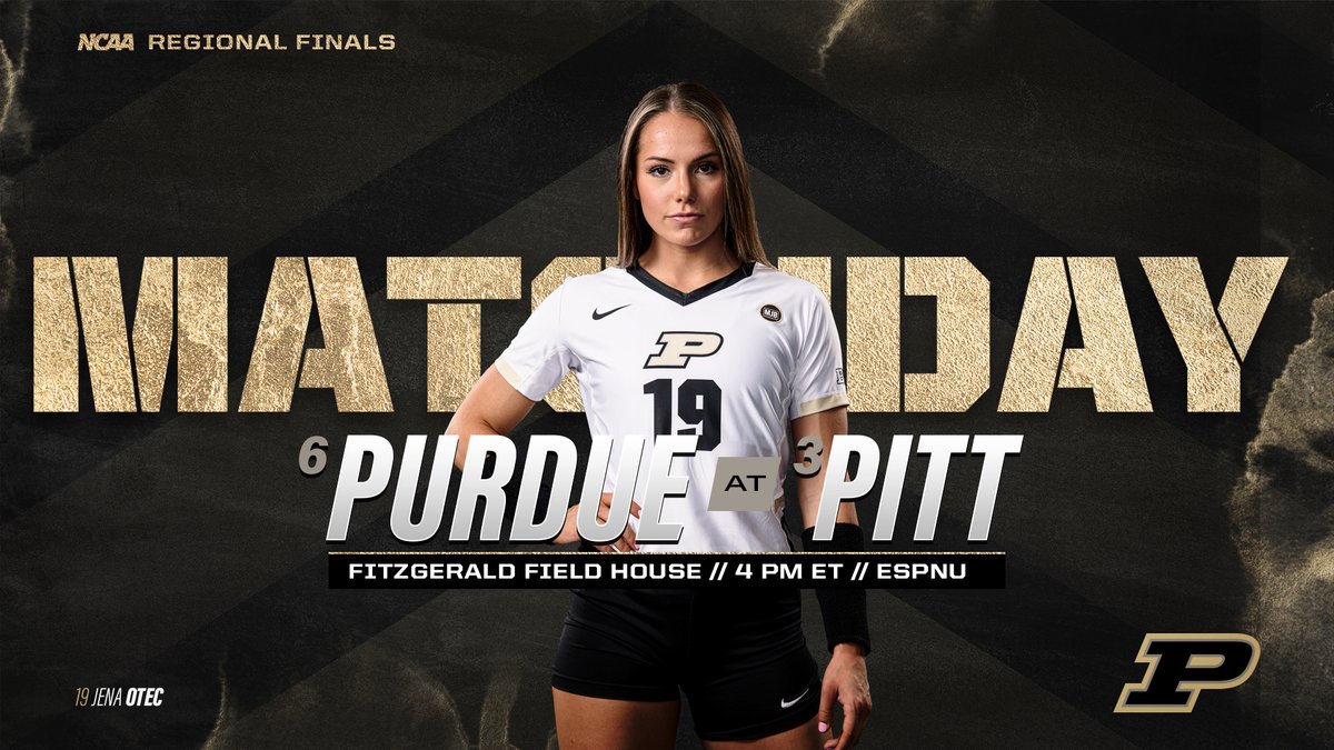 PurdueVB's tweet photo. Today's the day.

🏐 Regional Finals
at No. 3 Pitt
⏰ 4 pm ET
📺 ESPNU
📍 Fitzgerald Field House 
🎟  https://t.co/bJOMgSuCwm https://t.co/1M3kVo3gPf