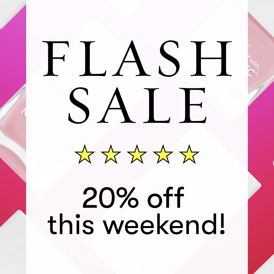 FLASH SALE – THIS WEEKEND ONLY! 
Get 20% off all full-priced items with code FLASH20 at check out! 
💅
Offer runs from Saturday 11.12.21 00.01am until Sunday 12.12.21 23.59pm
Full price lines only – not valid on sale or promotional lines
💕
Click to shop: nailsinc.com