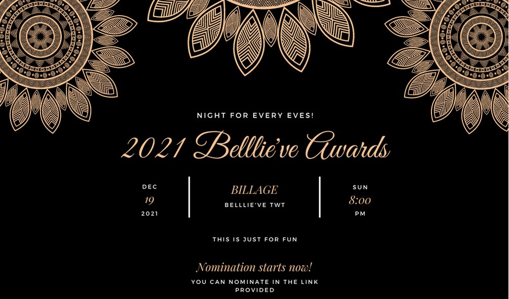 belllievecafe's tweet photo. Good day Belllie’ves! Since this year is about to close, we would like to hold “2021 Belllie’ve Awards"! https://t.co/g2GptKKqfA