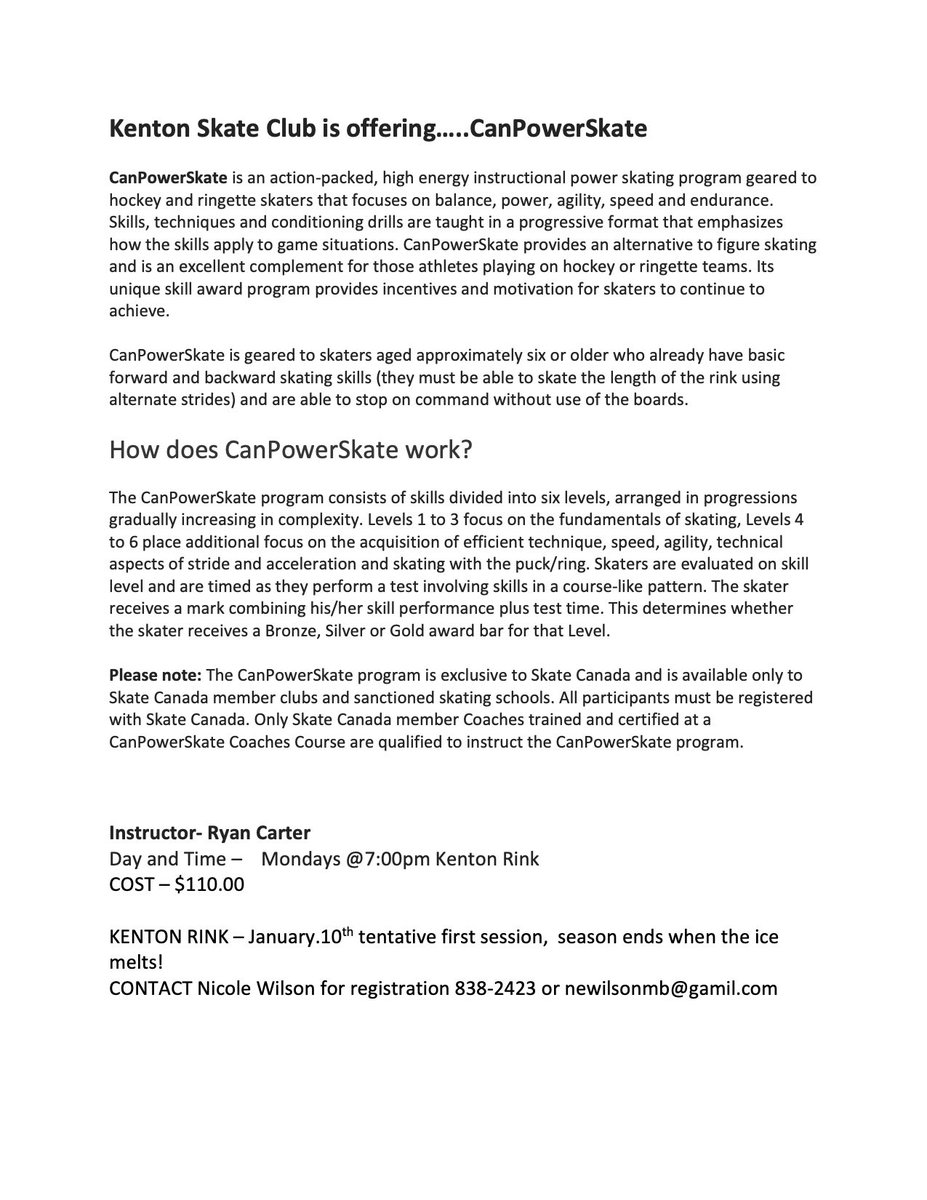 A good program for kids age 7-14. Lots of repetition for good skating habits.  Check it out!