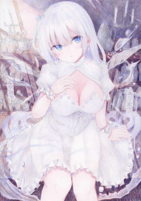 氷の少女 #オリジナル #アナログ #色鉛筆 #透明水彩 https://t.co/u4Ak5ZVJIs 