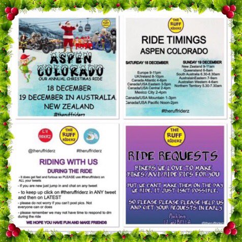 Riders, remember that next week is our Christmas ride, we are going to Aspen, Colorado, if you haven't ordered your Avi's, head over to @AngelBellaBikes and don't forget to bring your scarves .
#theruffriderz
@servilla_mary
@Slm_Jon
@DeaScott1
@GatitoCopito https://t.co/nTbYjkb6Bj
