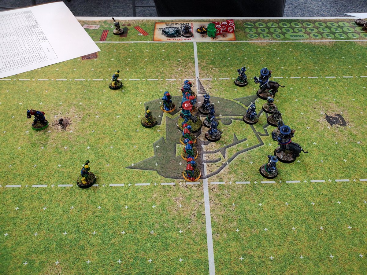 threedieblock's tweet photo. Let's see if I remember how to play in a tournament.  My black orcs vs some chaos dwarves. https://t.co/etmD51P4xN
