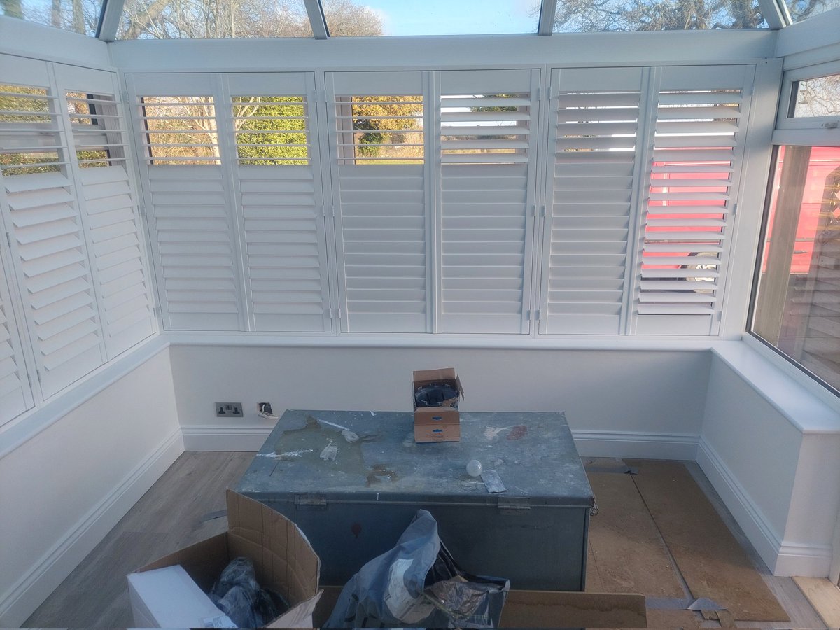 Window shutters fitted to conservatory 
#carpenter #joinery #construction #conservatory #windowshutters