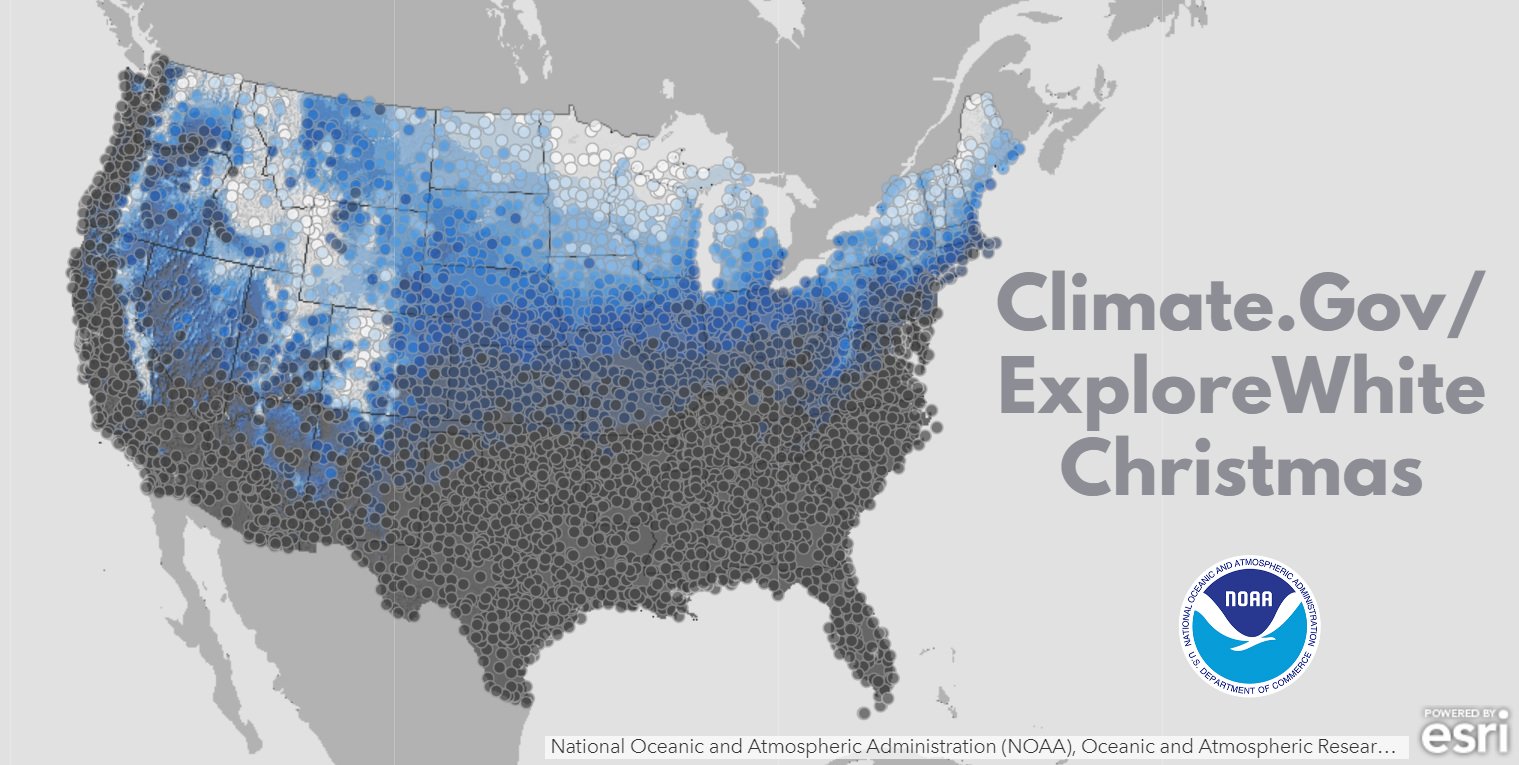 Noaa Interactive Snow Map Noaa Ncei On Twitter Use This Noaaclimate Interactive Map To See Your Location S Historical Probability Of At Least 1 Inch Of Snow On The Ground December 25 Https T Co Lnm9fs9uwk Whitechristmas Https T Co Irjlgdqrmq Twitter
