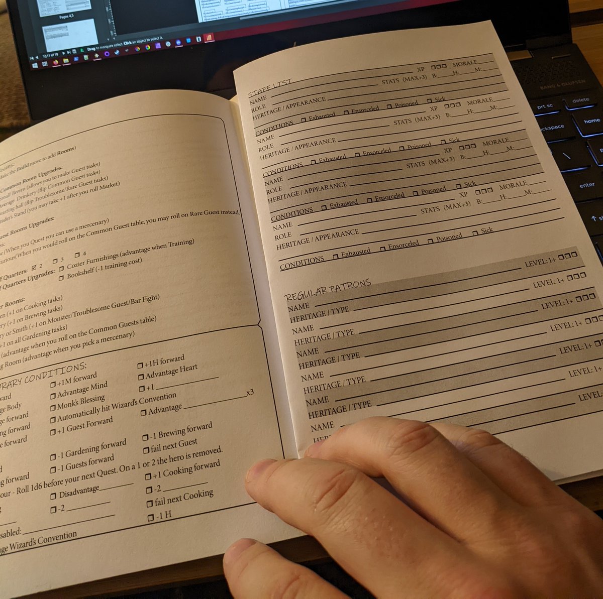 benkramer's tweet photo. My custom #BrokenCask Inkeeper's log is a success! Even got the booklet printing correct on the first try.
@ShorelessSkies
#AffinityPublisher #Solo #TTRPG #JournalingGame https://t.co/wIw2TvyBF1