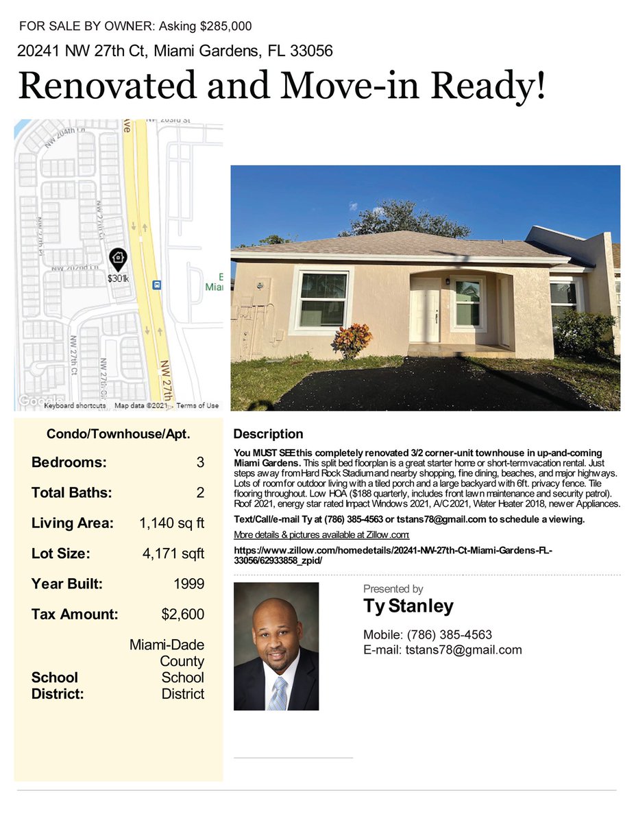 tstans78's tweet photo. 🔥🔥🔥Just Listed 🏡 Under.. $300k!🔥🔥
#weekendvibes #weekend #miamigardens #ForSale #SouthFlorida #OpenHouse #Florida #Miami #NewListingAlert #newlistings #newlisting #homesforsale #Today #Sales https://t.co/hu8ppocJnk
