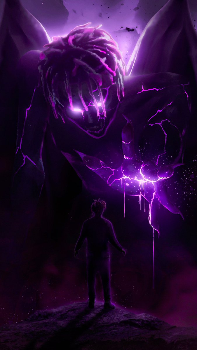 OUTLYNING's tweet photo. wallpapers of my recent juice wrld art 💜 https://t.co/0EENrSg4W6