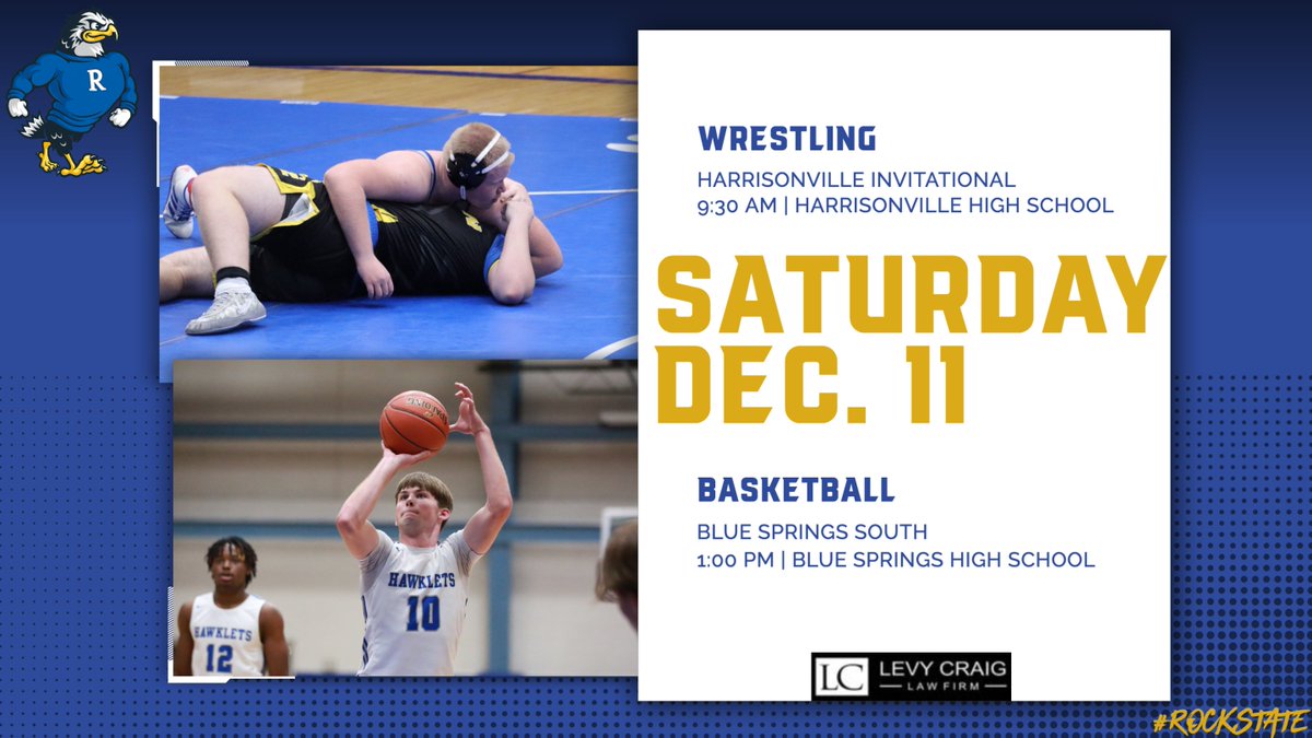 GoHawklets's tweet photo. GAMEDAY!

@HawkletWrestle competes in the Harrisonville Invitational this morning, and the Basketball Hawklets face Blue Springs South at 1:00 p.m. in their final game of the Blue Springs Tournament. Rock State! https://t.co/GycLhnAysN