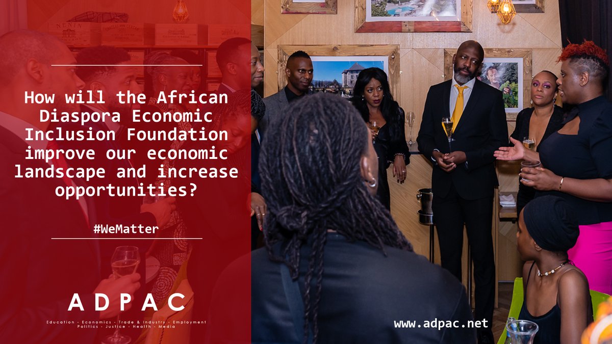 ADPAC6's tweet photo. The African Diaspora Economic Inclusion Foundation was launched on December 7th 2021

Find out exactly what that means for us and how we can get involved

https://t.co/5Q2uyb7rSa

#EconomicReconstruction https://t.co/QQezx0dxe5