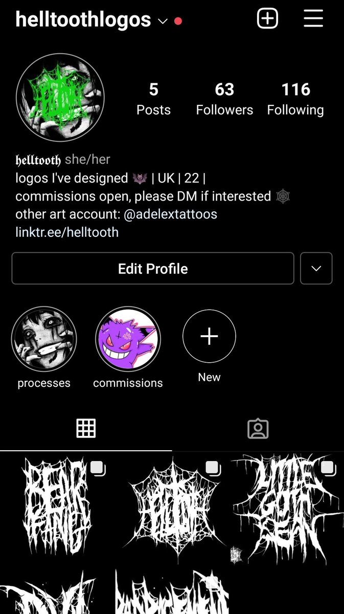 I'm focusing alot on my logo stuff atm so if you wanna see more pls go follow my new insta! 🖤🕸️ instagram.com/helltoothlogos…