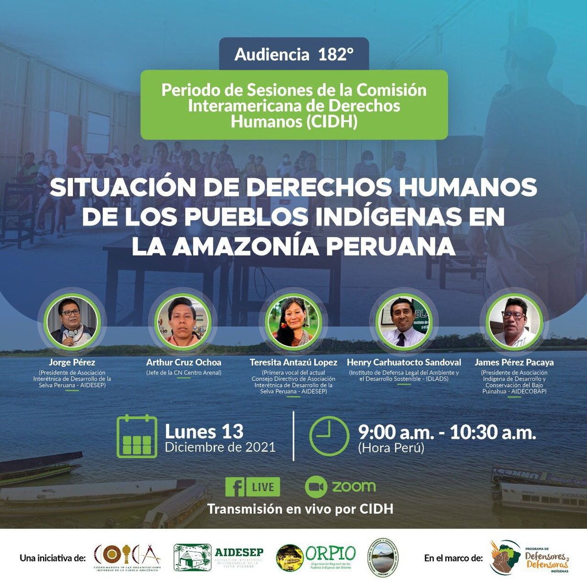 coicaorg's tweet photo. Por la   #DefensaDeDefensorxs  | En el marco del 182° Periodo de Sesiones de la CIDH , los invitamos a participar en la Audiencia Temática “Situación de derechos humanos de los pueblos indígenas en la Amazonía peruana"
🗓️ 13 Dic - 09:00 🇵🇪
Inscripciones: https://t.co/MdqjnghmIX https://t.co/DLhHpBJBS6