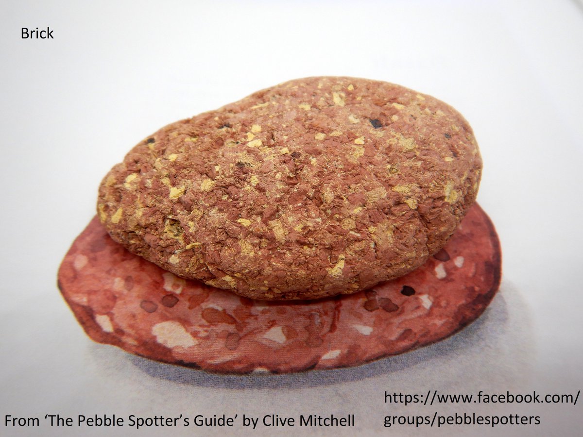 CliveBGS's tweet photo. Brick - many pebbles on a beach are not naturally occurring but instead come from artificial materials - I've included them in 'The Pebble Spotter's Guide' as I think they count as pebbles (and well it's my book!) - this is from Southwold Beach, Suffolk #PebbleSpotting #28pebbles https://t.co/kI8XIHCf4l