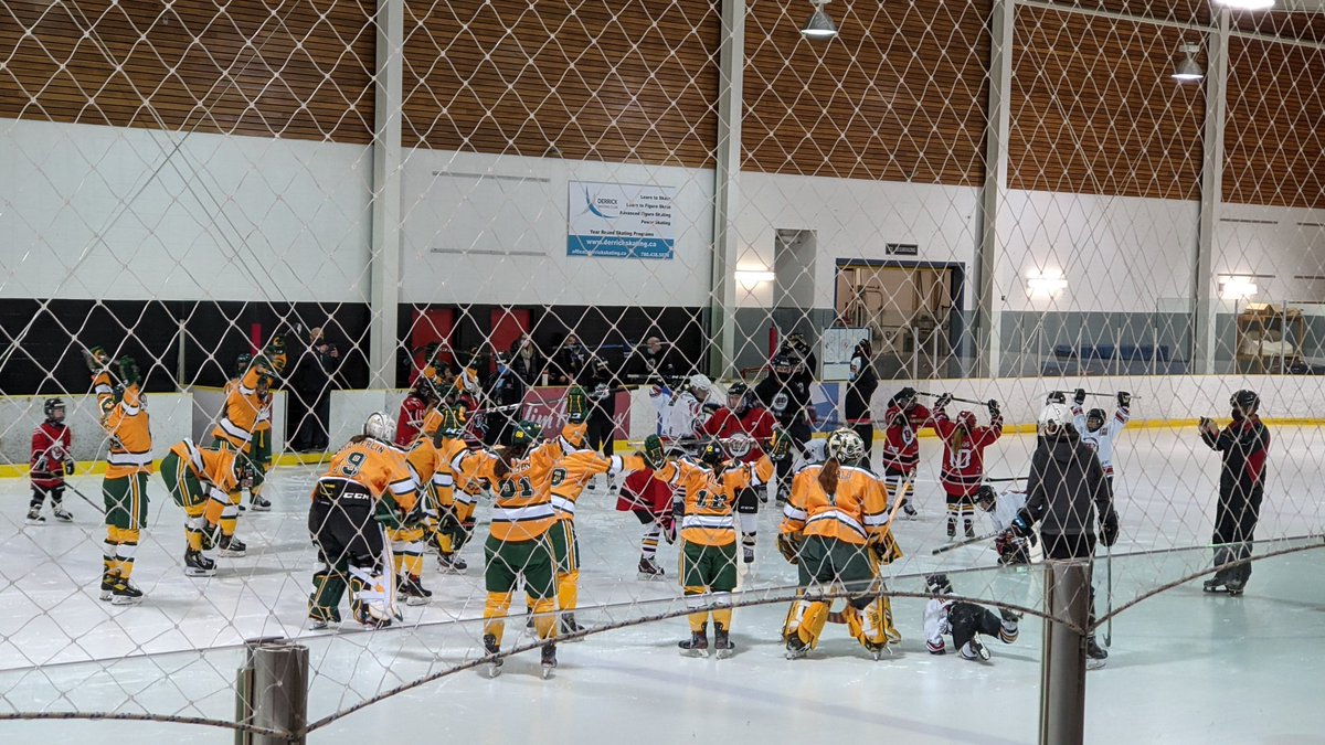 heroshockey's tweet photo. Big day in Edmonton for our #SuperHEROS as they play their first ever game. The opponent today is their good friends @PandasHockey Big smiles on the ice, bigger ones in the stands.#BiggerThanHockey https://t.co/Sing0Wra9e