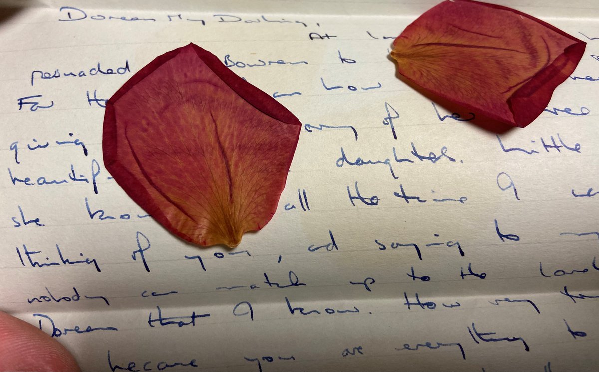 I had a lovely surprise when I found these flower petals enclosed in a letter from a National Serviceman to his wife, sent in 1956. #twitterstorians