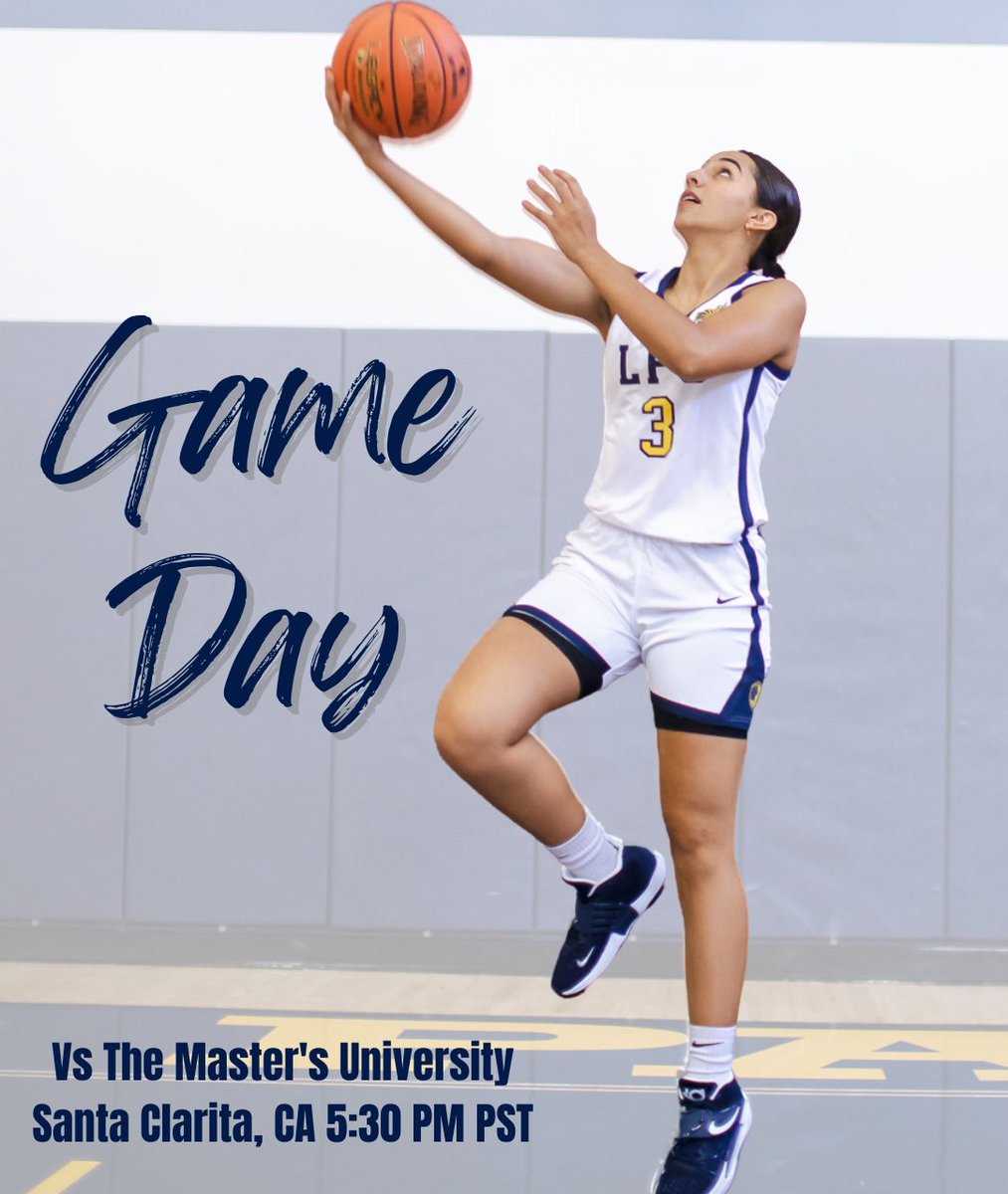 🏀GAME DAY 🏀

🆚 The Master’s University
⏰ 5:30 PM PST
📍 Santa Clarita, CA
📺 gsacsportsnetwork.com/themastersuniv/
📈 gsacstats.org/sports/wbkb/20…

<a href="/lpuwbb/">LPU Women’s Basketball</a> are on the road today for another conference match-up against <a href="/TMUAthletics/">Master’s Athletics</a>! #WarriorUp