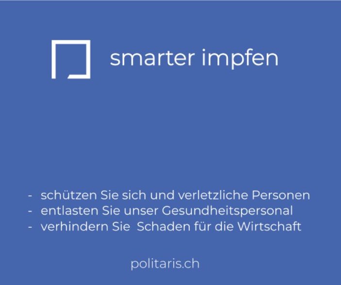 smarter impfen: 
💉 schützen Sie sich und verletzliche Personen
💉 entlasten Sie unser Gesundheitspersonal
💉 verhindern Sie Schaden für die Wirtschaft.
#zusammenGegenCorona