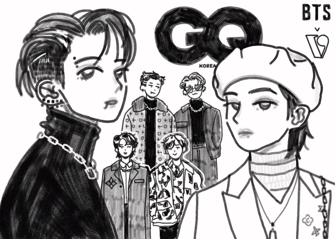 doodles of bts x gq 