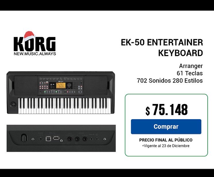 unpluggedmusic2's tweet photo. Llegaron las ofertas navideñas 🎅🎄
.
Les dejamos algunas de las tantas promociones que tenemos de la marca KORG. Sintetizadores y teclados🎹
.
.
#navidad #ofertasnavideñas #korgkeyboard #pianistas #unpluggedmusiclomas #papanoel https://t.co/1ZrSYHFcxy
