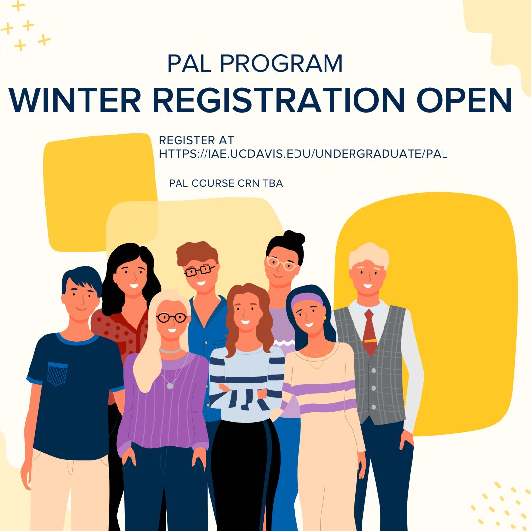 palucdavis's tweet image. Registration for winter quarter is now open! If a quarter filled with fun events, intercultural events, and new friends sounds appealing to you, then Pal Program is right up your alley. 

Register at iae.ucdavis.edu/undergraduate/…

#ucdavis #interculturalexchange #palprogram
