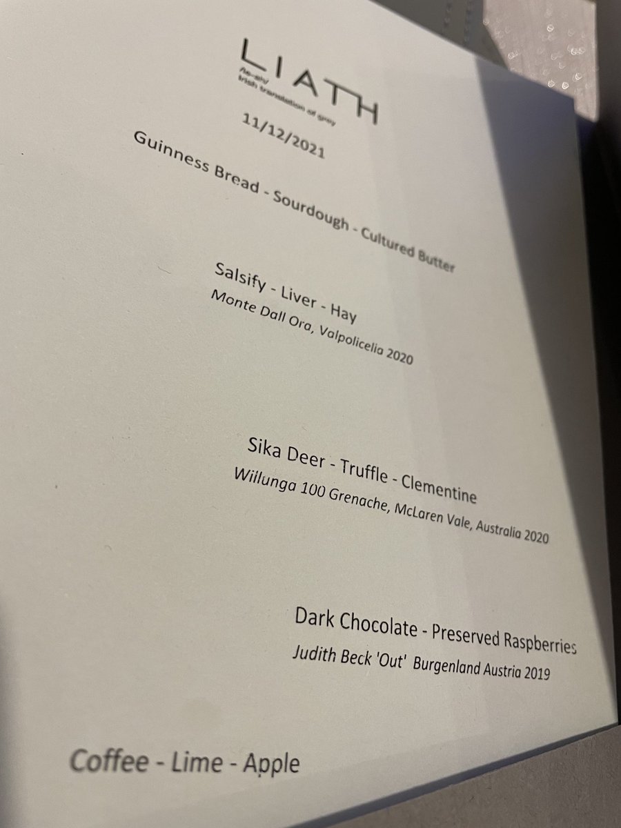 What an experience tonight at ⁦<a href="/LiathRestaurant/">Liath Restaurant</a>⁩ …the food and wine were on another level.  The team there are just on point knocking it out the park.