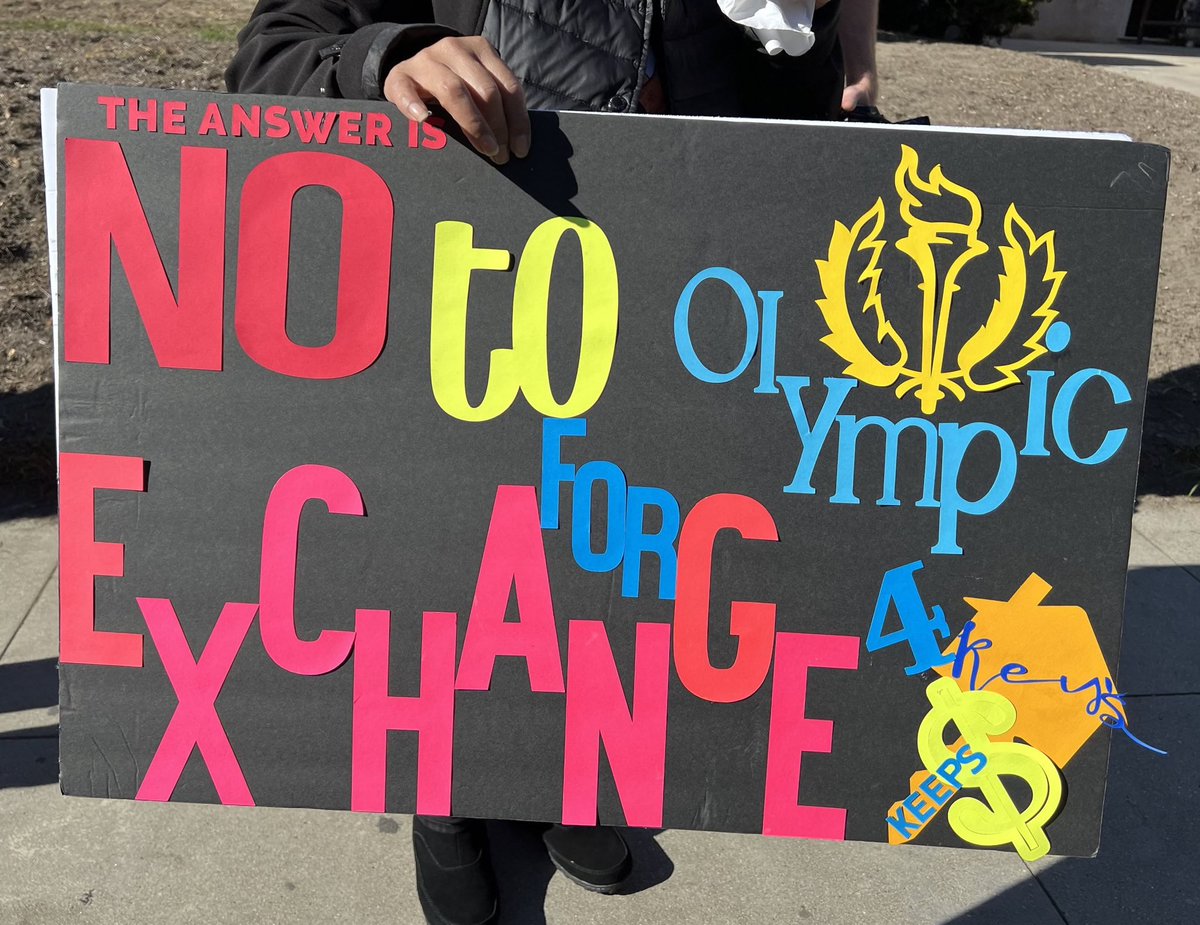 NOlympicsLA's tweet photo. We’re with @LATenantsUnion opposing the Ventus Group’s displacement of residents around the LA Memorial Coliseum https://t.co/wLljEjQGK1