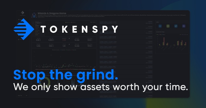 tokenspy_org's tweet photo. Gain back valuable time while we watch the NFT market for you.

👀 Get in early at https://t.co/z330SzFLbW