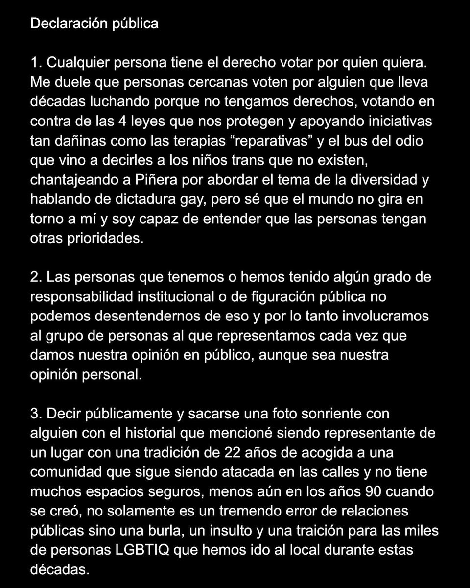 LuisLarrain's tweet photo. Declaración pública a propósito del vídeo publicado por el candidato homo y transfóbico y sus voceros. https://t.co/j6KU272Oik