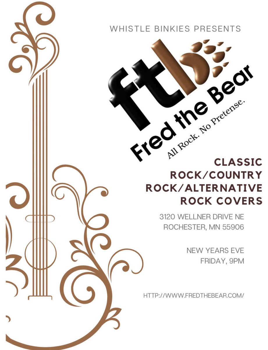 BinkiesPubs's tweet photo. Celebrate New Years Eve at Whistle Binkies Olde World Pub with live music from Fred the Bear! Beginning at 9 pm at our North Pub on December 31, 2021! We look forward to ringing in the new year with you all! 🍻🎉 https://t.co/mnbCTQihFB
