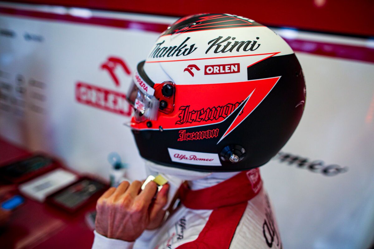 JunaidSamodien_'s tweet photo. Antonio Giovinazzi handed his tribute helmet to Kimi Raikkonen after qualifying today. #AbuDhabiGP #F1 https://t.co/adxoyBQSHk