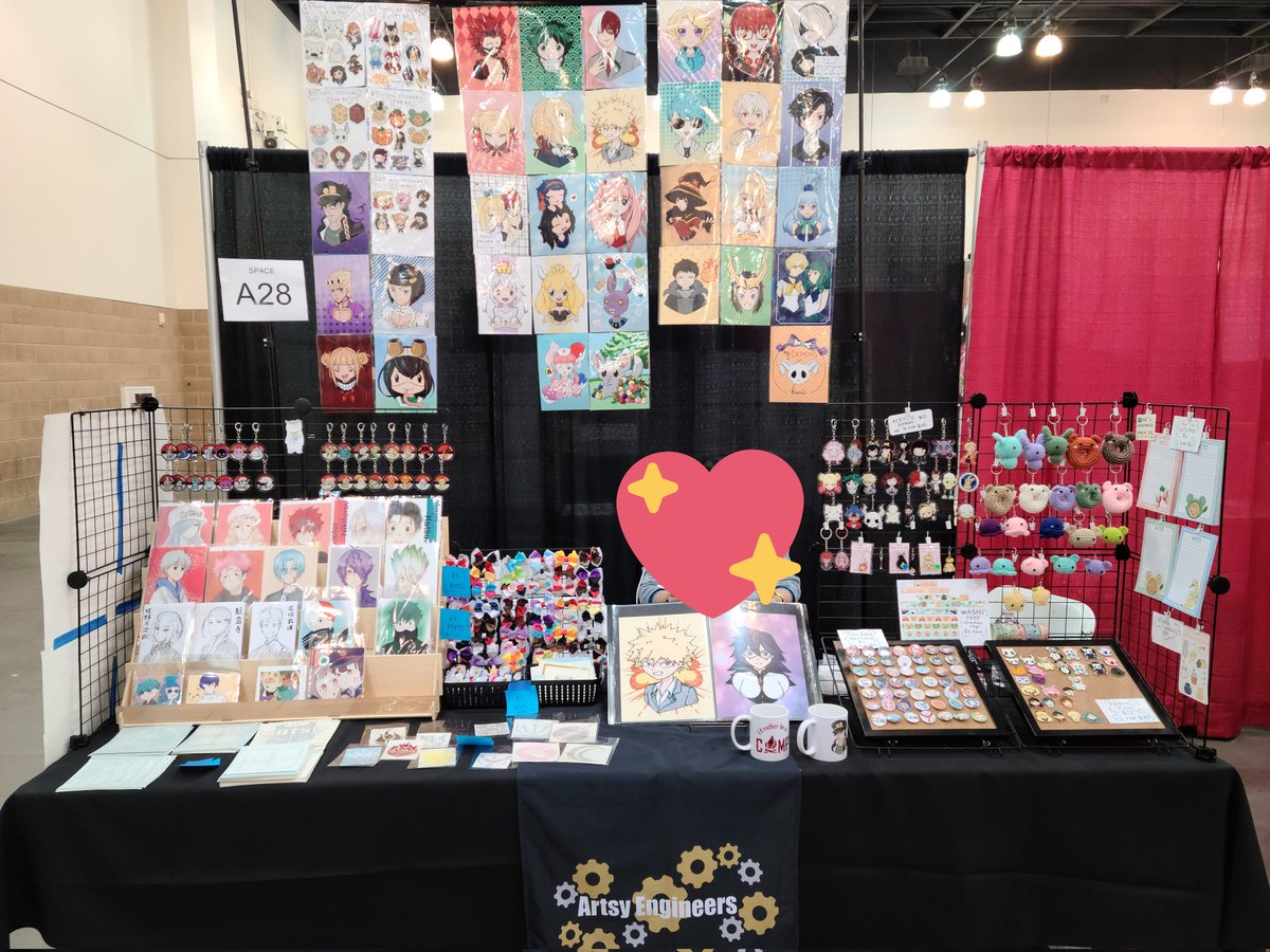 TheRobinGrace's tweet photo. Omg A28. I meant A28. We are set up and ready to go here at Anime Pasadena. :D come visit @JJObsession and I and grab those Christmas gifts for the anime fans in your life. Or #treatyoself. https://t.co/pU8cjakj6Q