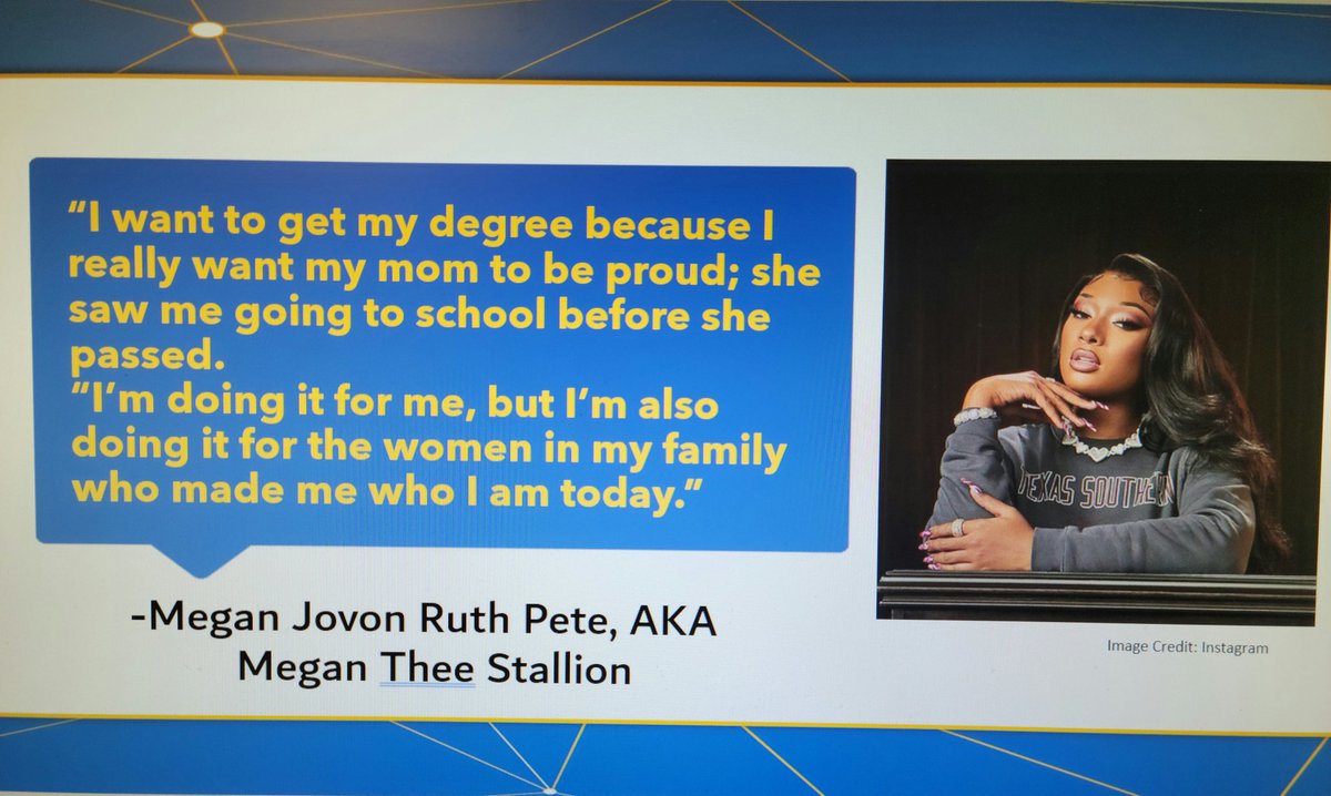 LiveLoveAntonia's tweet photo. As another young woman journeying through college without parents, I'm so proud of Megan for her work, tenacity, and courage. She is a true inspiration to so many. #MeganTheeGraduate @theestallion #HotGirlGrad https://t.co/YgKeRoft9P
