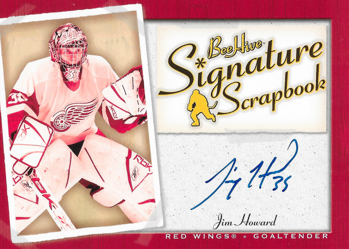 card_boarded's tweet photo. This is not the card I was referring to in my last tweet, but is one that I've been after for years. This is my new Jimmy Howard Signature Scrapbook auto from 2005-06 BeeHive. Love the look of this card and the fact that it's hard signed. #collect #JimmyHoward https://t.co/ZFtCISZN97