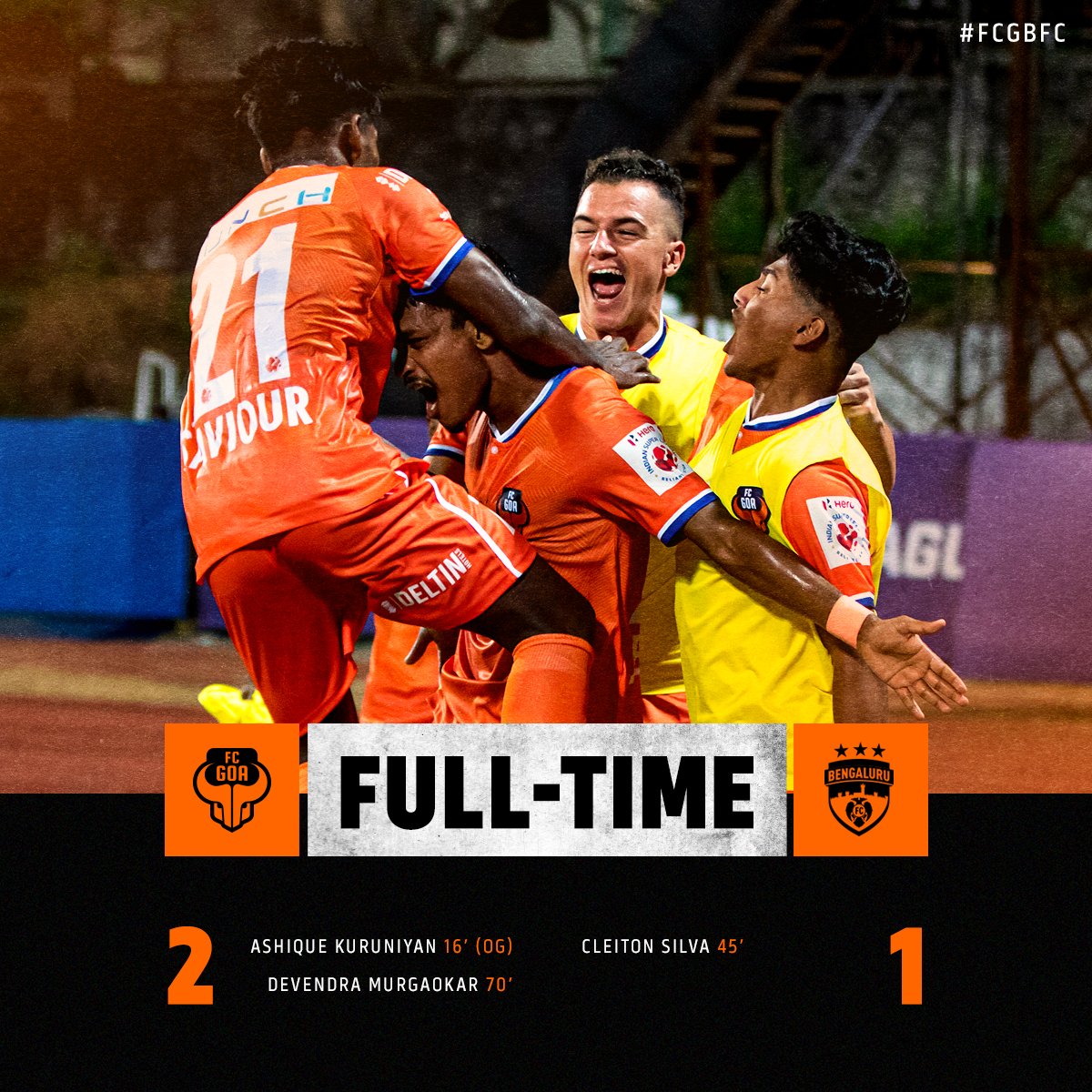 FCGoaOfficial's tweet photo. A fighting performance &amp; well deserved win at the Bambolim Stadium! 😍🔥

#ForcaGoa #FCGBFC #AmcheGaurs #HeroISL https://t.co/yRsiwEcugM