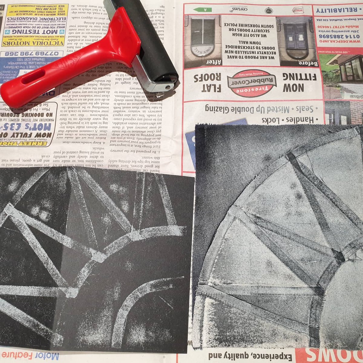 thatwendyward's tweet photo. Finally got a few hours to enjoy a bit of printing this afternoon #handprinted #monoprint #thinkingthroughmaking https://t.co/J3nWypzLdd