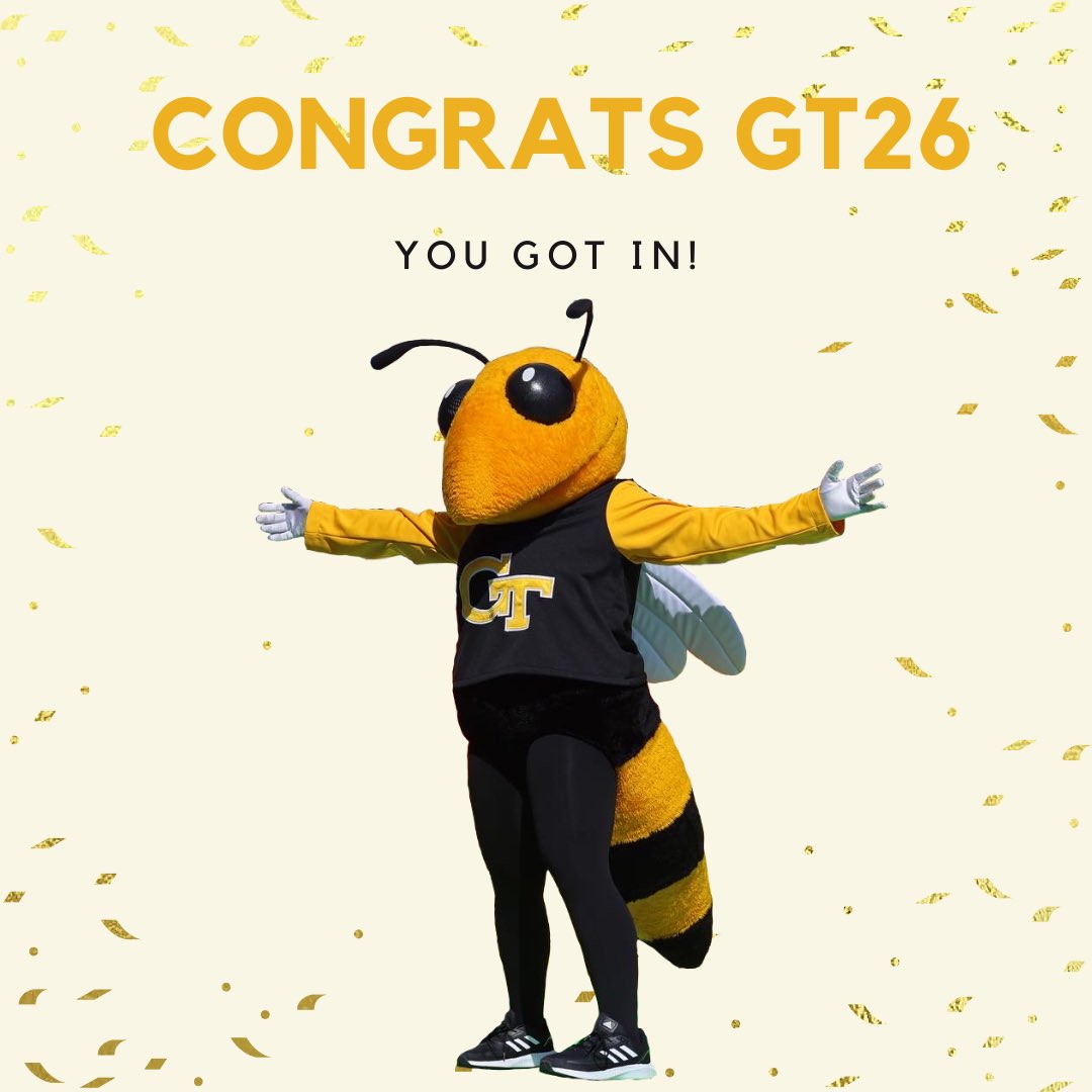 GTSummerSession's tweet photo. Congrats #GT26!!! We’re so excited to help welcome home the first members of the newest class of Yellow Jackets! We can’t wait to see some of y’all this summer during the iGniTe Summer Launch Program 🐝☀️

#GT26 #igotin #georgiatech https://t.co/vi0RKXBmSW