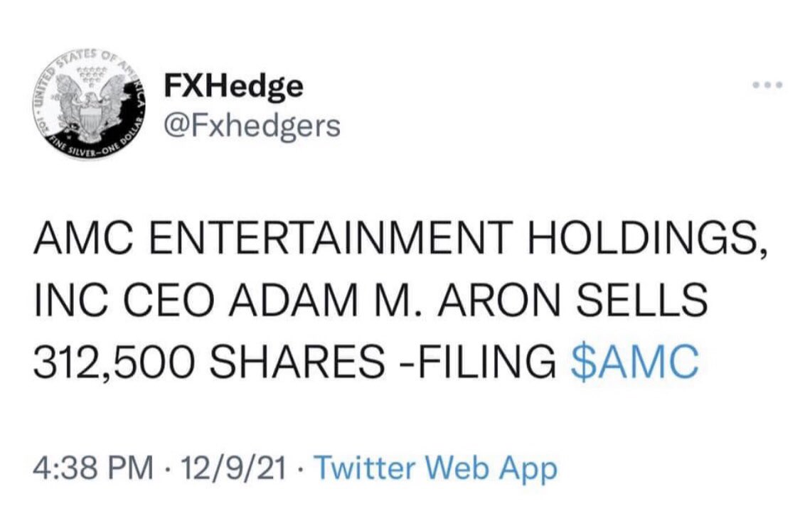 GmeInfinity's tweet photo. @CEOAdam @AMCTheatres I know what you are going to say, that he already said he was going to sell, but it doesn’t change the fact he dumped stock. #gettingplayed https://t.co/xz7jO49AHy