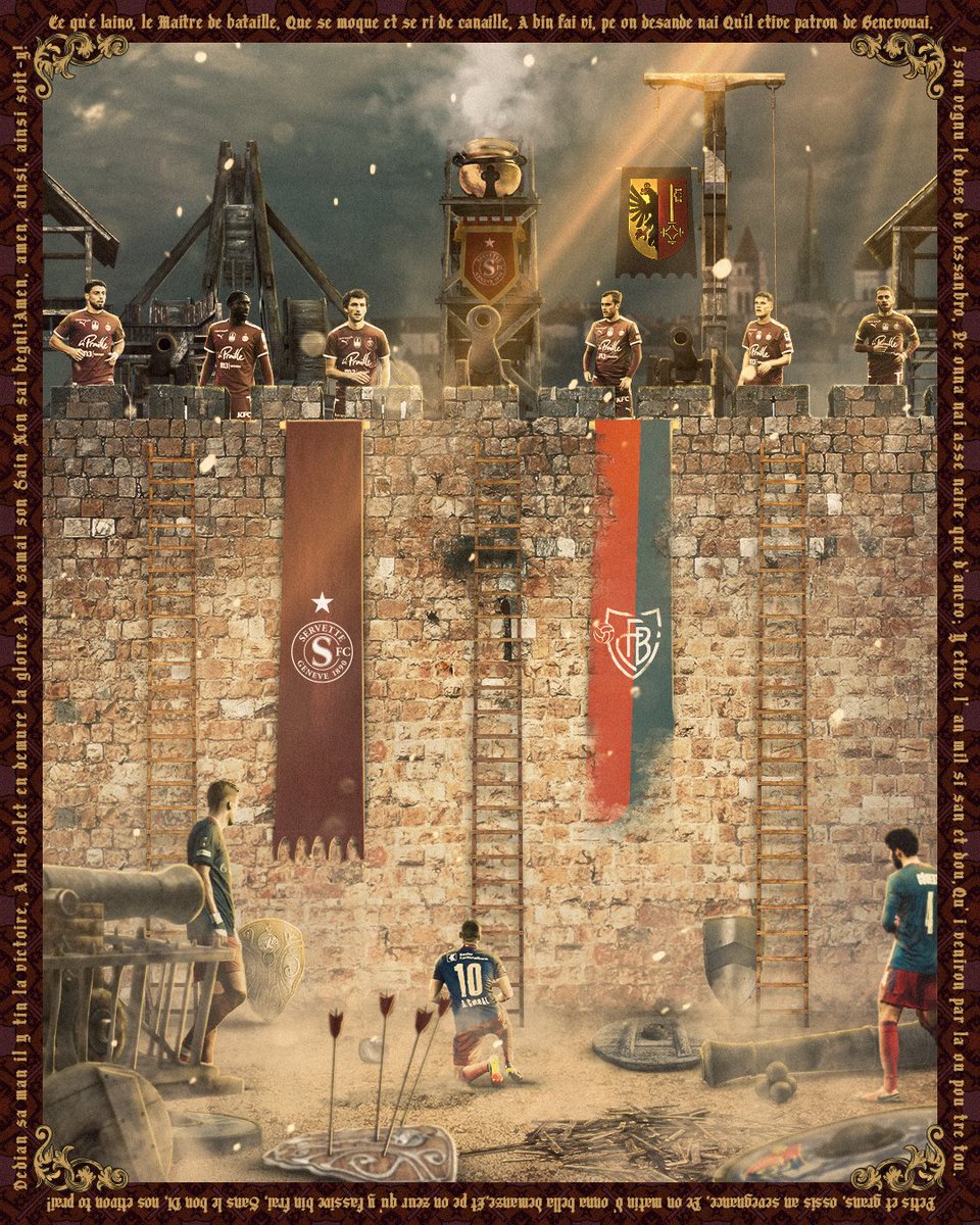 ServetteFC's tweet photo. ⚔️ 𝕯𝖊́𝖋𝖊𝖓𝖉𝖔𝖓𝖘 𝖓𝖔𝖘 𝖗𝖊𝖒𝖕𝖆𝖗𝖙𝖘 ⚔️

En ce jour d'Escalade, les Servettiens reçoivent le @FCBasel1893 au Stade de Genève pour la 1️⃣7️⃣ème journée du championnat 🔥

⏱ Coup d'envoi 16h30 
🎁 Opération un enfant - un cadeau

#NotreVilleNotreClub https://t.co/FhHa9n3c7m