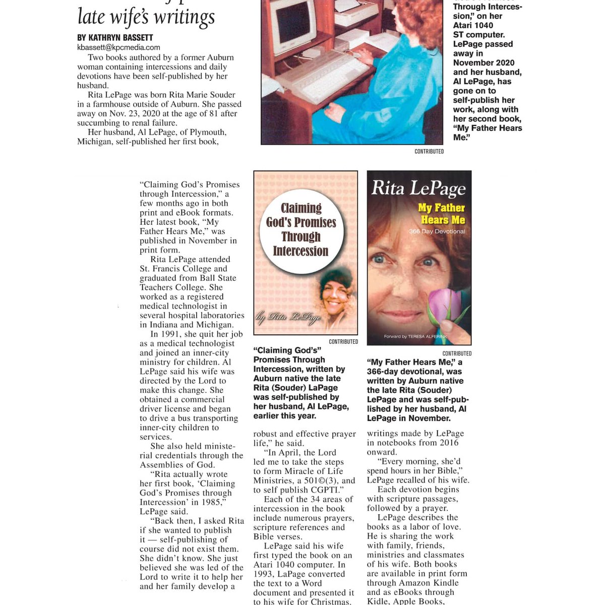 AlLePage1's tweet photo. Wonderful news article about my wife Rita and her books from her hometown paper.   I am always proud of my beautiful Rita. https://t.co/smkjDha1Cv