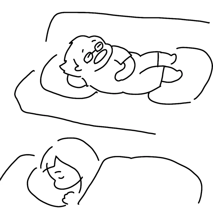 私の方が先に寝て、夜中に目覚めてリビングへ行くとこうなっていました。
この後次女は寝室へ運搬。長女は重いので放置。 