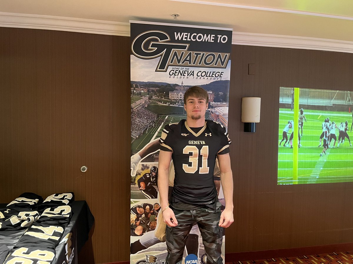 Had a great visit with <a href="/Geneva_Football/">Geneva College Football</a> , amazing coaching staff and just all around good atmosphere. <a href="/CoachContenta/">Tom Contenta</a> @CoachC5454 <a href="/COACHPURGE/">John McCullough</a>