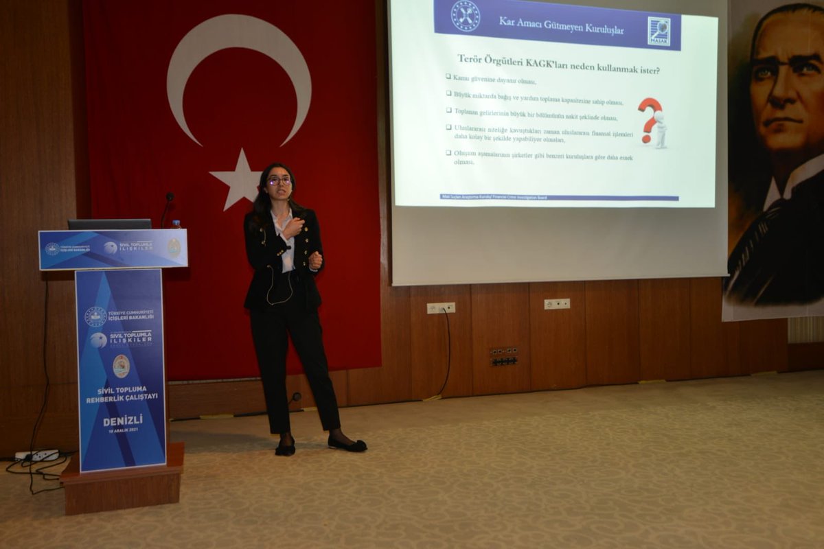 icisleriSTi's tweet photo. Denizli Çalıştayı, İçişleri Bakanlığı Dernekler Denetçisi Soner GENÇ’in "STK’lara Yönelik KA/TF ve Risk Bazlı Denetimin Esasları" ve MASAK Uzmanı Özlem BABAYİĞİT’nın "KA/TF Kapsamında Derneklerin Denetiminde Karşılaşılabilecek Hususlar" konulu sunumlarıyla tamamlandı. https://t.co/Ld7xM64Tc7
