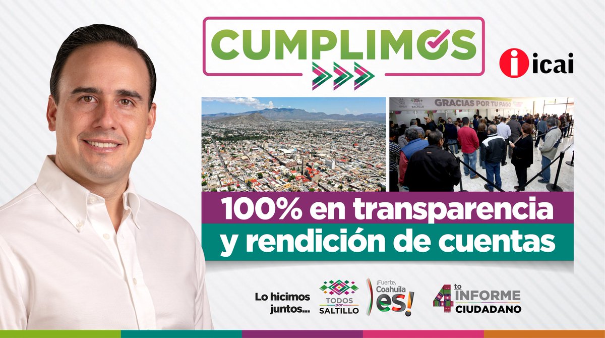 Hoy los saltillenses tienen acceso completo a las finanzas municipales. #4InformeSaltillo #Cumplimos #TodosPorSaltillo #Saltillo #Coahuila