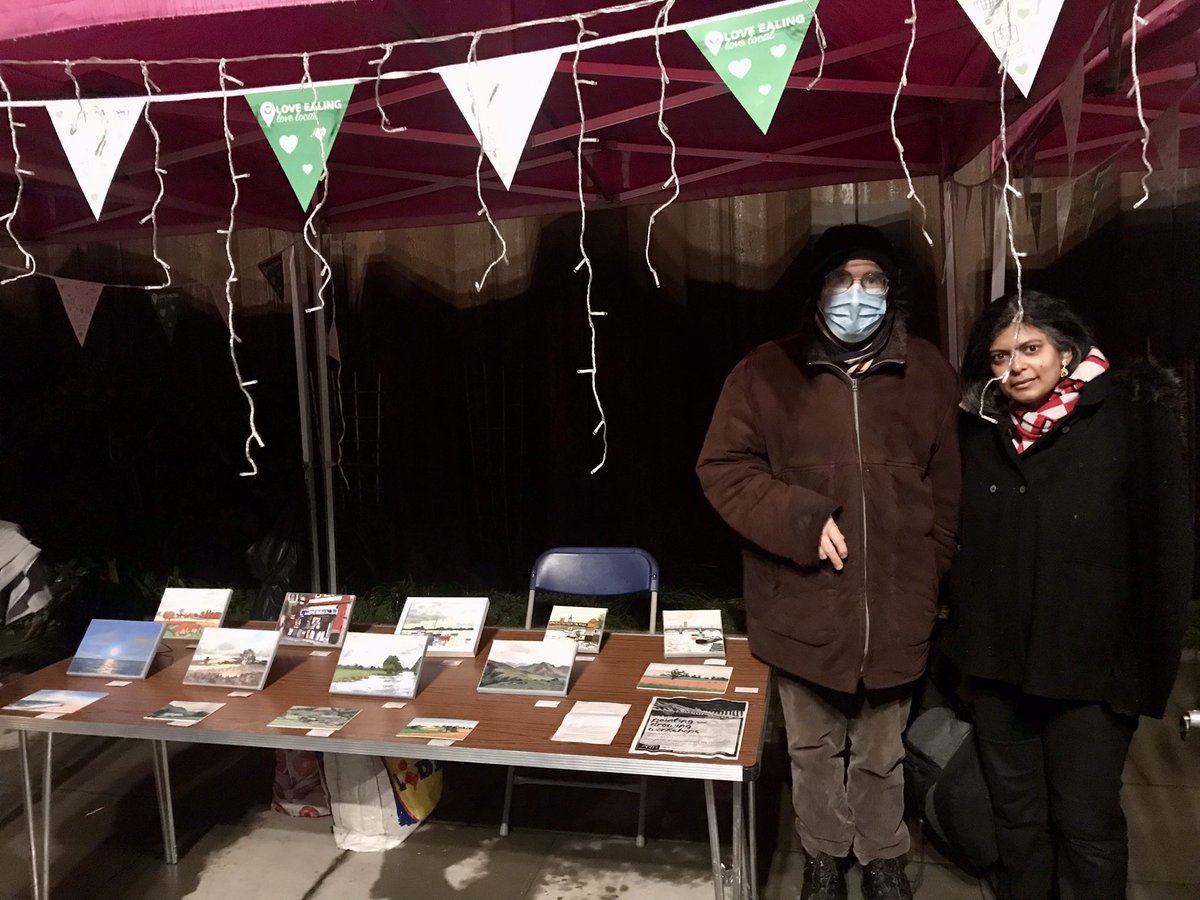 DrAyshaRaza's tweet photo. Rain didn’t dampen the Christmasness at the #ChristmasMarket at #NorthActon tonight. Great to catch up with @jamaledwards @artificationuk & our @EalingCouncil #ShapingEaling team, being entertained by @HanwellUkulele as well as loads of yummy offerings both sweet & savoury! https://t.co/GgCCFQXmw2