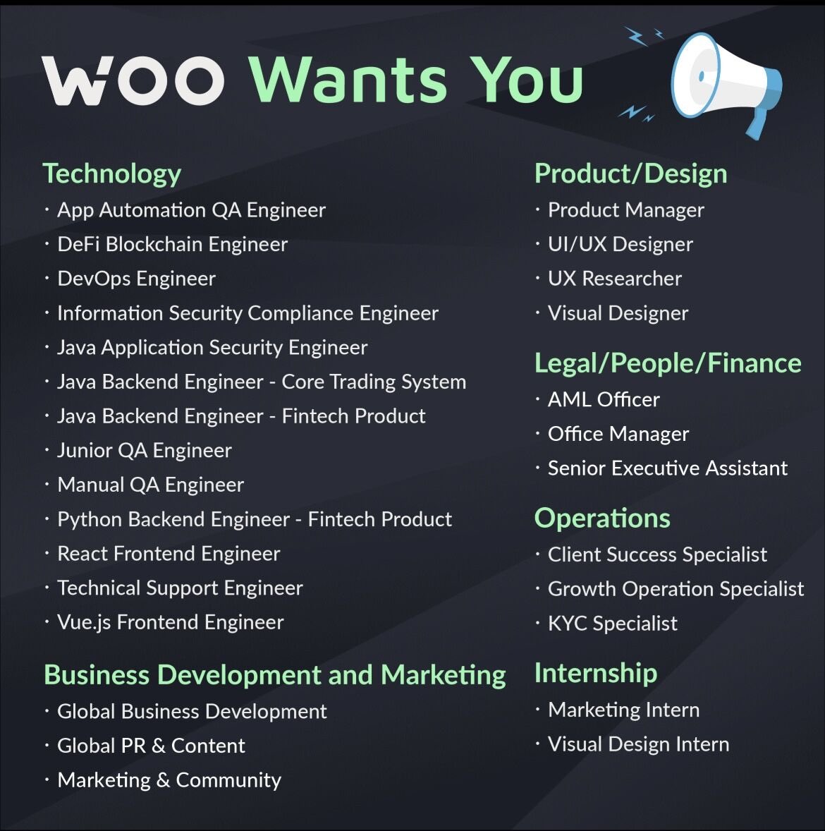 _WOO_X's tweet image. $WOO Network is hiring 🔥

If you are seeking a challenging but rewarding career and are passionate about driving innovation, you might be who we are looking for.

That Marketing &amp;amp; Community role looks like a good fit for a qualified community member 👀

boards.greenhouse.io/woonetwork?gh_…