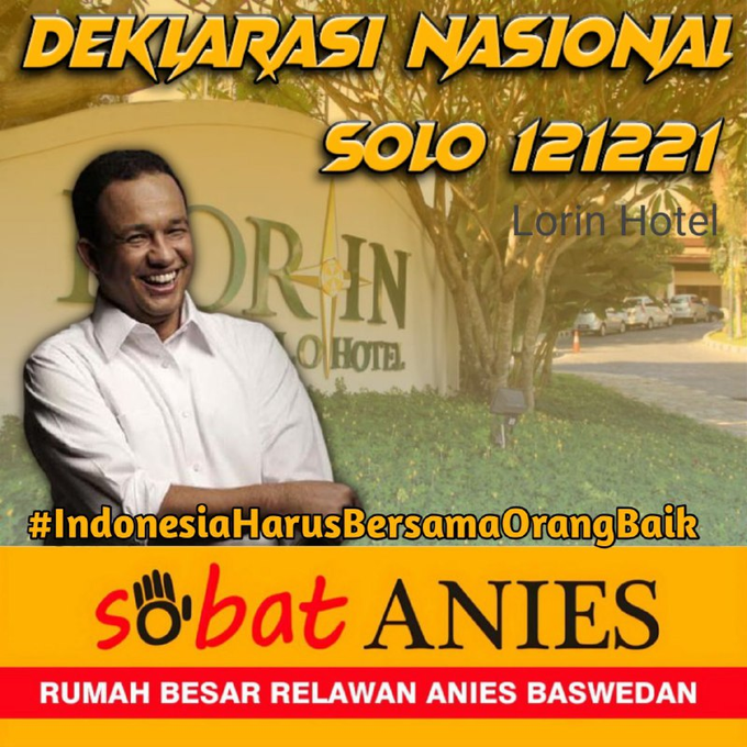 krezak's tweet photo. Indonesia harus bersama Orang Baik

#DeklarasiNasionalSobatAnies
#DeklarasiNasionalSobatAnies

#IndonesiaHarusBersamaOrangBaik https://t.co/YWDDqesfXS