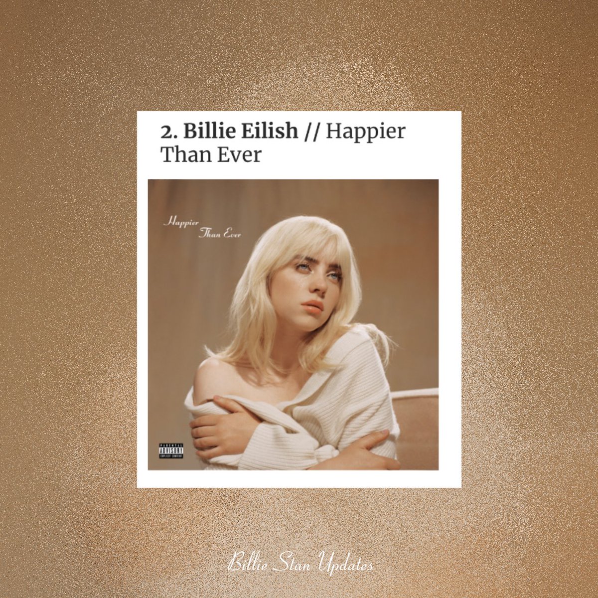 bilstanupdates's tweet photo. @TheTab ranks @BillieEilish’s "Happier Than Ever" as the second best song of the year. https://t.co/H8vqbymSOT